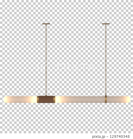 chandelier on the ceiling isolated on transparent background, hanging lamp, pendant light, 3D illustration, cg render 129740348