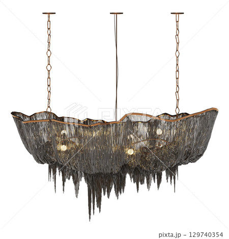 chandelier on the ceiling isolated on transparent background, hanging lamp, pendant light, 3D illustration, cg render chandelier on the ceiling isolated on transparent background, hanging lamp, pendant light, 3D illustration, cg render 129740354