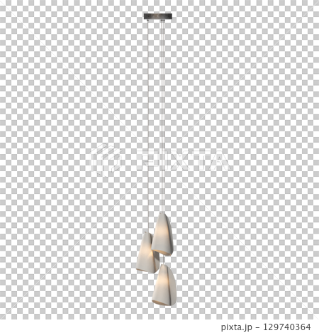 chandelier on the ceiling isolated on transparent background, hanging lamp, pendant light, 3D illustration, cg render 129740364