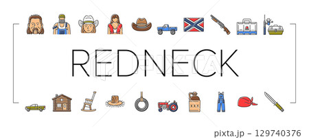 redneck country southern rural icons set vector 129740376