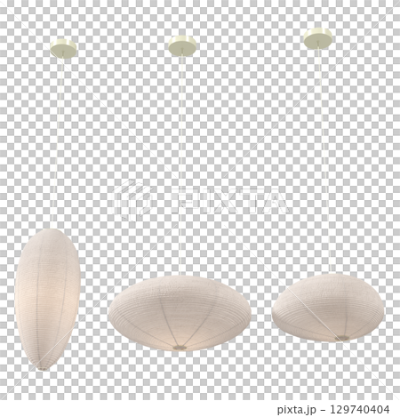 chandelier on the ceiling isolated on transparent background, hanging lamp, pendant light, 3D illustration, cg render 129740404