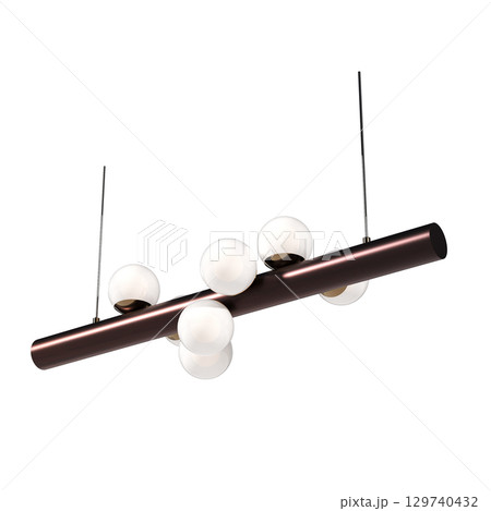 chandelier on the ceiling isolated on transparent background, hanging lamp, pendant light, 3D illustration, cg render 129740432