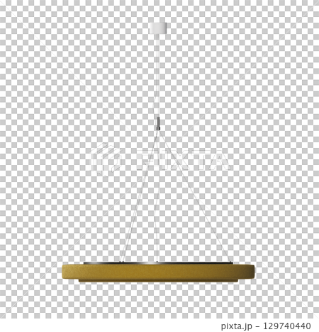 chandelier on the ceiling isolated on transparent background, hanging lamp, pendant light, 3D illustration, cg render 129740440