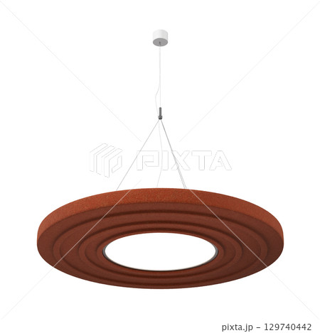 chandelier on the ceiling isolated on transparent background, hanging lamp, pendant light, 3D illustration, cg render 129740442