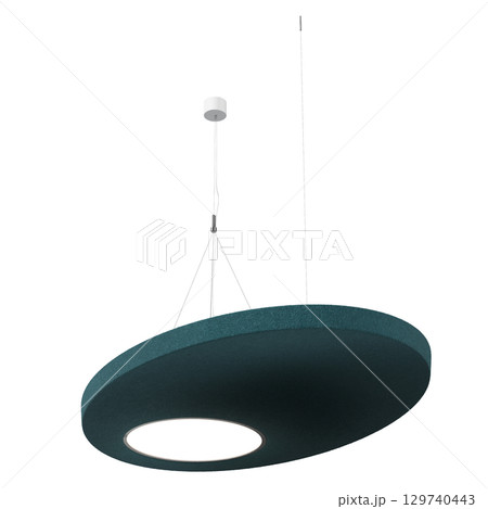 chandelier on the ceiling isolated on transparent background, hanging lamp, pendant light, 3D illustration, cg render 129740443