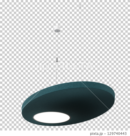 chandelier on the ceiling isolated on transparent background, hanging lamp, pendant light, 3D illustration, cg render 129740443