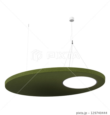 chandelier on the ceiling isolated on transparent background, hanging lamp, pendant light, 3D illustration, cg render 129740444