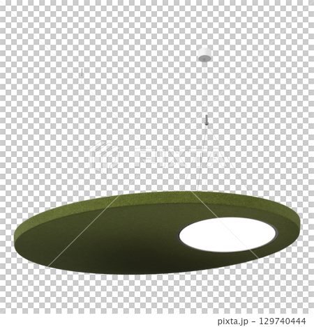 chandelier on the ceiling isolated on transparent background, hanging lamp, pendant light, 3D illustration, cg render 129740444