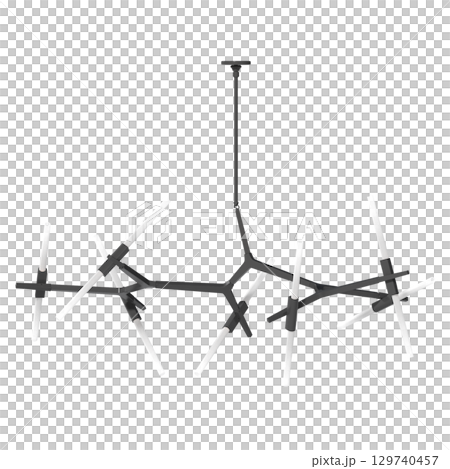 chandelier on the ceiling isolated on transparent background, hanging lamp, pendant light, 3D illustration, cg render 129740457