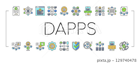 decentralized applications dapps icons set vector 129740478