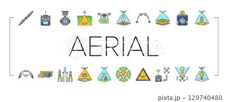 unmanned aerial vehicle drone uav icons set vector unmanned aerial vehicle drone uav icons set vector 129740480
