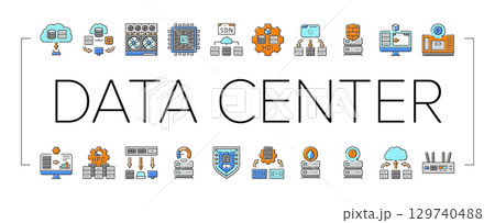 next gen data center automation icons set vector 129740488
