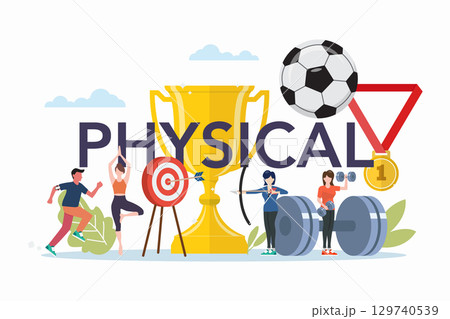 Physical education class with physical elements 129740539