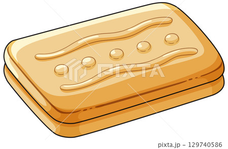 Rectangular Shortbread Biscuit with Decorative Pattern Rectangular Shortbread Biscuit with Decorative Pattern 129740586