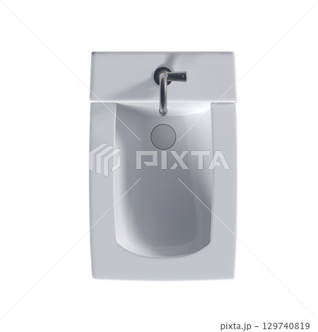 Lavatory pan isolated on a transparent background, bidet, 3D illustration, and CG render 129740819