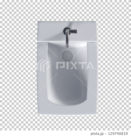 Lavatory pan isolated on a transparent background, bidet, 3D illustration, and CG render 129740819