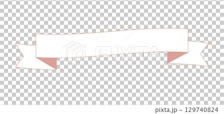 帶有簡單粉紅色框架和柔和曲線的白色絲帶插圖 129740824