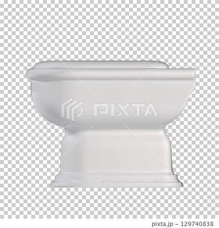 Lavatory pan isolated on a transparent background, bidet, 3D illustration, and CG render 129740838