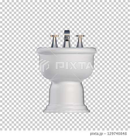 Lavatory pan isolated on a transparent background, bidet, 3D illustration, and CG render 129740848