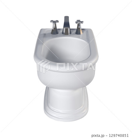 Lavatory pan isolated on a transparent background, bidet, 3D illustration, and CG render Lavatory pan isolated on a transparent background, bidet, 3D illustration, and CG render 129740851