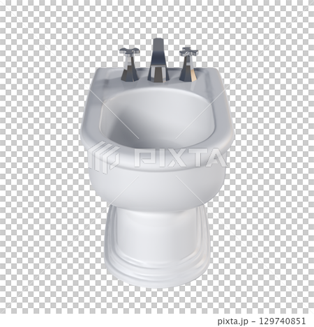 Lavatory pan isolated on a transparent background, bidet, 3D illustration, and CG render 129740851