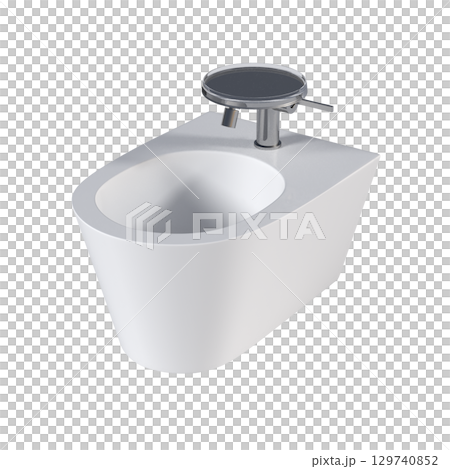 Lavatory pan isolated on a transparent background, bidet, 3D illustration, and CG render 129740852