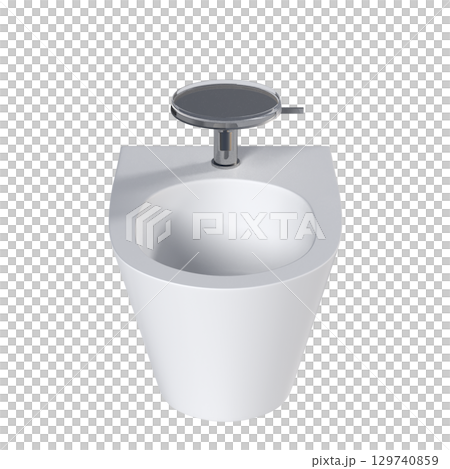 Lavatory pan isolated on a transparent background, bidet, 3D illustration, and CG render 129740859