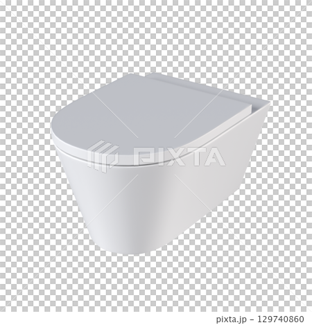 Lavatory pan isolated on a transparent background, bidet, 3D illustration, and CG render 129740860