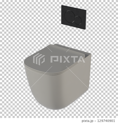 Lavatory pan isolated on a transparent background, bidet, 3D illustration, and CG render 129740901