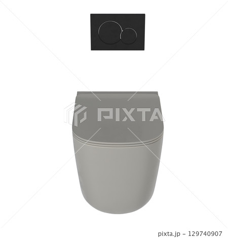 Lavatory pan isolated on a transparent background, bidet, 3D illustration, and CG render 129740907