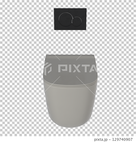 Lavatory pan isolated on a transparent background, bidet, 3D illustration, and CG render 129740907