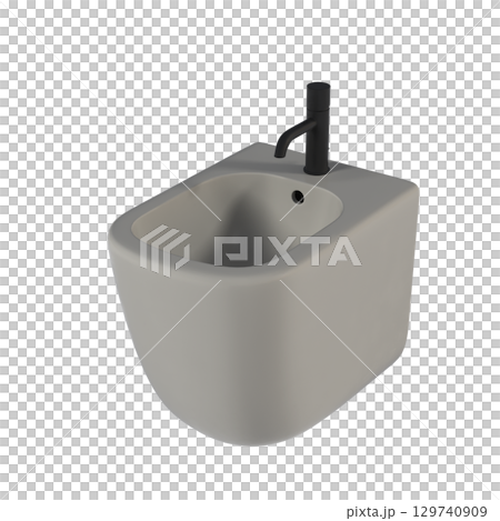 Lavatory pan isolated on a transparent background, bidet, 3D illustration, and CG render Lavatory pan isolated on a transparent background, bidet, 3D illustration, and CG render 129740909