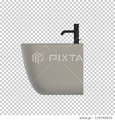 Lavatory pan isolated on a transparent background, bidet, 3D illustration, and CG render Lavatory pan isolated on a transparent background, bidet, 3D illustration, and CG render 129740910