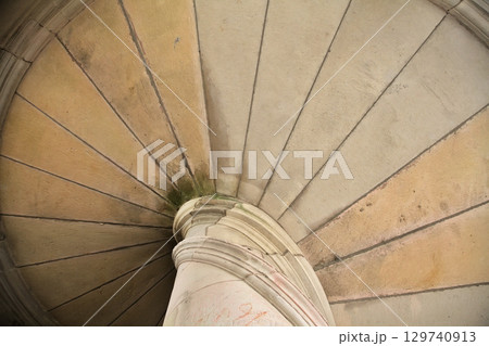 Intricate spiral staircase detail of Chambord Castle in France 129740913