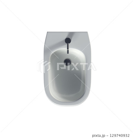 Lavatory pan isolated on a transparent background, bidet, 3D illustration, and CG render Lavatory pan isolated on a transparent background, bidet, 3D illustration, and CG render 129740932