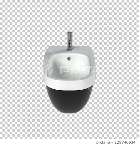 Lavatory pan isolated on a transparent background, bidet, 3D illustration, and CG render Lavatory pan isolated on a transparent background, bidet, 3D illustration, and CG render 129740934