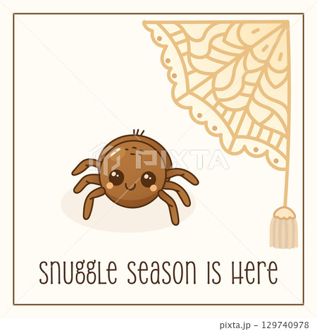 Cute boho spider greeting card for cozy autumn season 129740978
