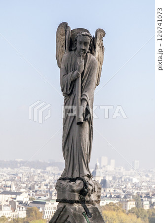 Archangel Gabriel on the roof of Notre-Dame de Paris 129741073