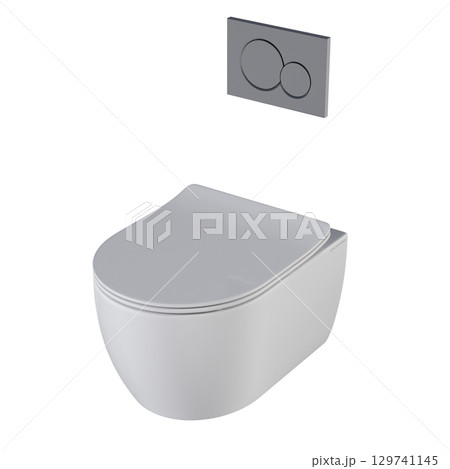 Lavatory pan isolated on a transparent background, bidet, 3D illustration, and CG render 129741145