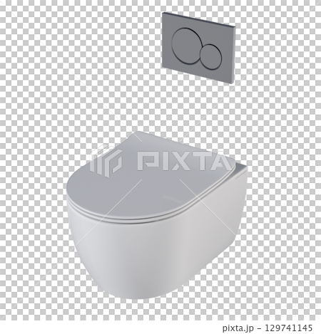 Lavatory pan isolated on a transparent background, bidet, 3D illustration, and CG render 129741145