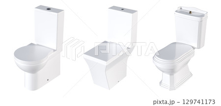 Lavatory pan isolated on a transparent background, bidet, 3D illustration, and CG render Lavatory pan isolated on a transparent background, bidet, 3D illustration, and CG render 129741173
