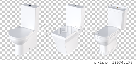 Lavatory pan isolated on a transparent background, bidet, 3D illustration, and CG render 129741173