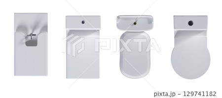 Lavatory pan isolated on a transparent background, bidet, 3D illustration, and CG render 129741182
