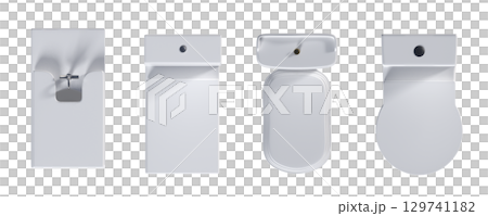 Lavatory pan isolated on a transparent background, bidet, 3D illustration, and CG render 129741182