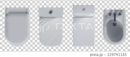 Lavatory pan isolated on a transparent background, bidet, 3D illustration, and CG render 129741183