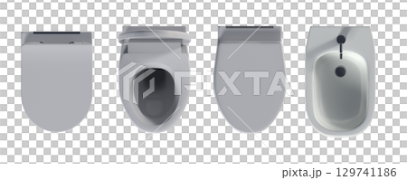 Lavatory pan isolated on a transparent background, bidet, 3D illustration, and CG render Lavatory pan isolated on a transparent background, bidet, 3D illustration, and CG render 129741186