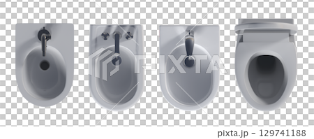 Lavatory pan isolated on a transparent background, bidet, 3D illustration, and CG render Lavatory pan isolated on a transparent background, bidet, 3D illustration, and CG render 129741188