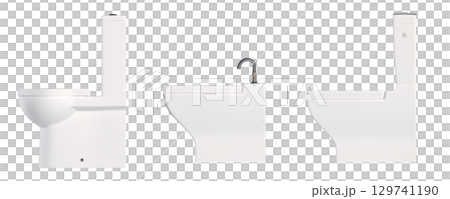 Lavatory pan isolated on a transparent background, bidet, 3D illustration, and CG render Lavatory pan isolated on a transparent background, bidet, 3D illustration, and CG render 129741190