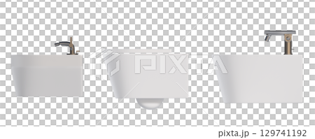 Lavatory pan isolated on a transparent background, bidet, 3D illustration, and CG render Lavatory pan isolated on a transparent background, bidet, 3D illustration, and CG render 129741192