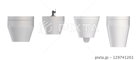 Lavatory pan isolated on a transparent background, bidet, 3D illustration, and CG render 129741201